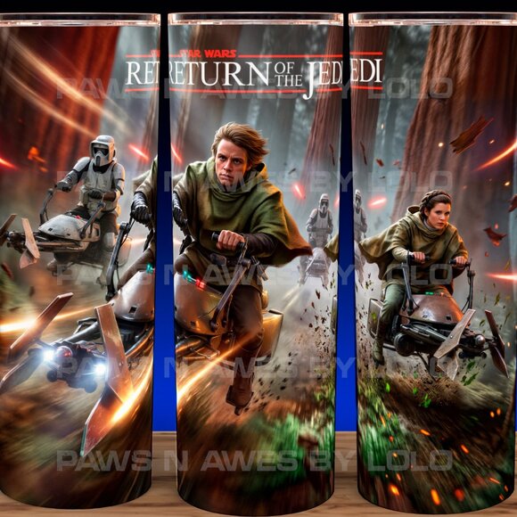 Star Wars Return of the Jedi Luke and Leia on Speeders Cup Mug Tumbler 20oz - Picture 1 of 5